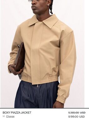 Boxy Piazza Jacket - Beige Men's Coat